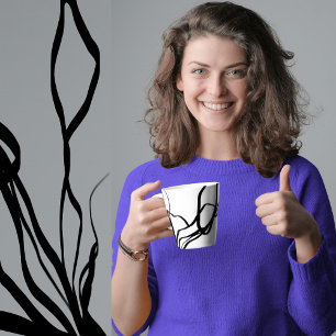 Tasse Latte Bouquet Blanc : Abstrait blanc & noir