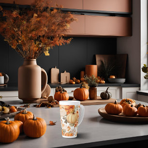 Tasse Latte Bouquet Citrouille d'automne