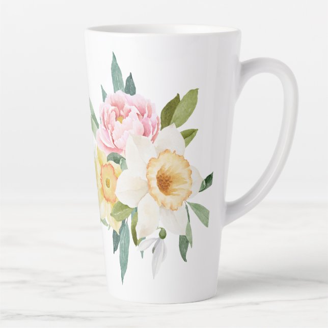 Tasse Latte Bouquet de fleurs de pivoine (Droite)