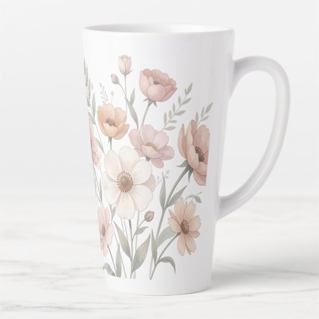 Tasse Latte Bouquet de l'Anémone Délicate Aquarelle Douceur (Droite)