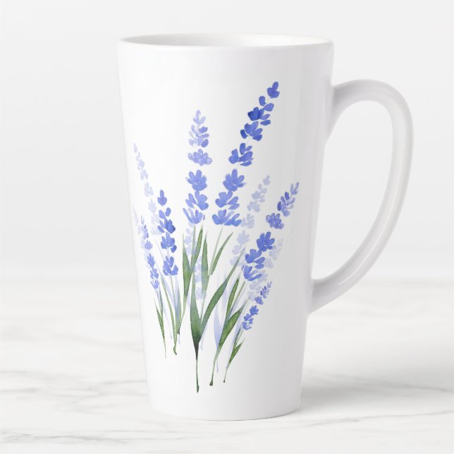 Tasse Latte Bouquet de lavande aquarelle (Droite)