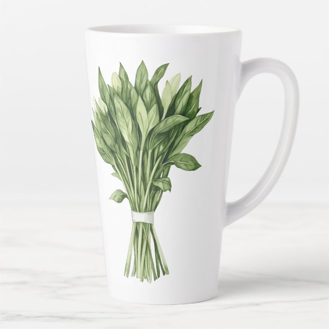 Tasse Latte Bouquet de Mariage d'aquarelle de verdure (Droite)
