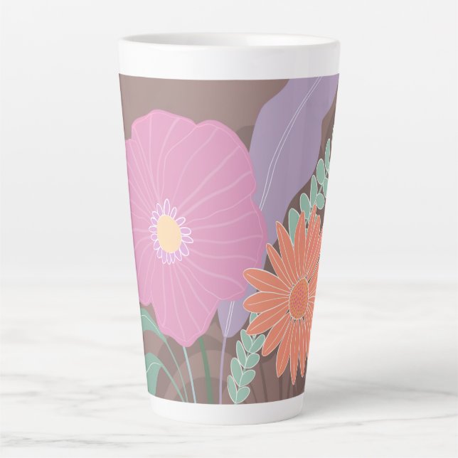 Tasse Latte Bouquet de printemps mignon des fleurs modernes (Devant)