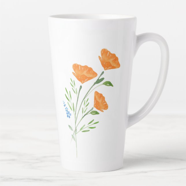 Tasse Latte Bouquet de trois papillons aquarelle (Droite)