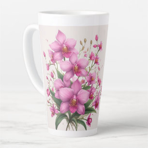 Tasse Latte Bouquet d'orchidées roses avec des fleurs délicate