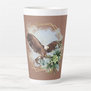 Tasse Latte Bouquet encadré de pygargue à tête blanche à l'aqu