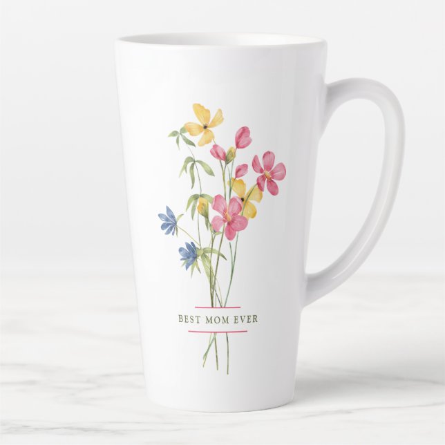 Tasse Latte Bouquet fleur sauvage Meilleure maman jamais (Droite)