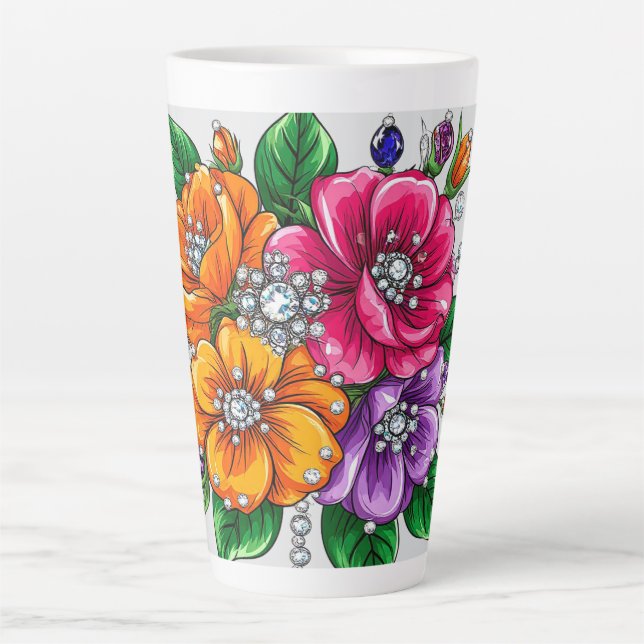 Tasse Latte Bouquet floral coloré (Devant)