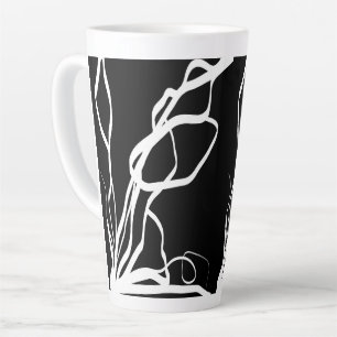 Tasse Latte Bouquet Noir : Abstrait noir et blanc