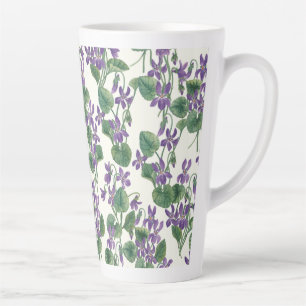 Tasse Latte Bouquets d'aquarelle de violettes