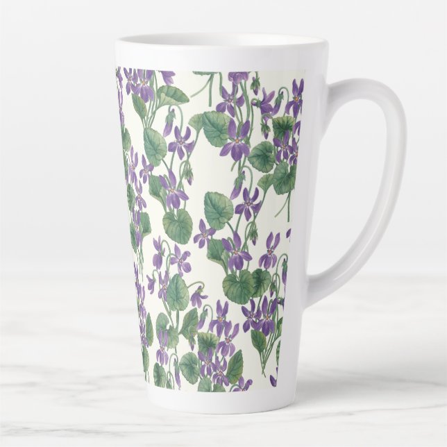 Tasse Latte Bouquets d'aquarelle de violettes (Droite)