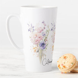 Tasse Latte Bouquette Fleurs sauvages Nom femme pastel pour si