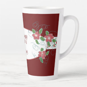 Tasse Latte Bourgogne À Accent Floral