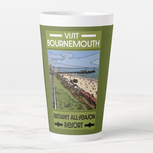 Tasse Latte Bournemouth Vintage Retro (Devant)