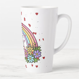 Tasse Latte Bouteille d'eau à cœurs arc-en-ciel colorés de bon