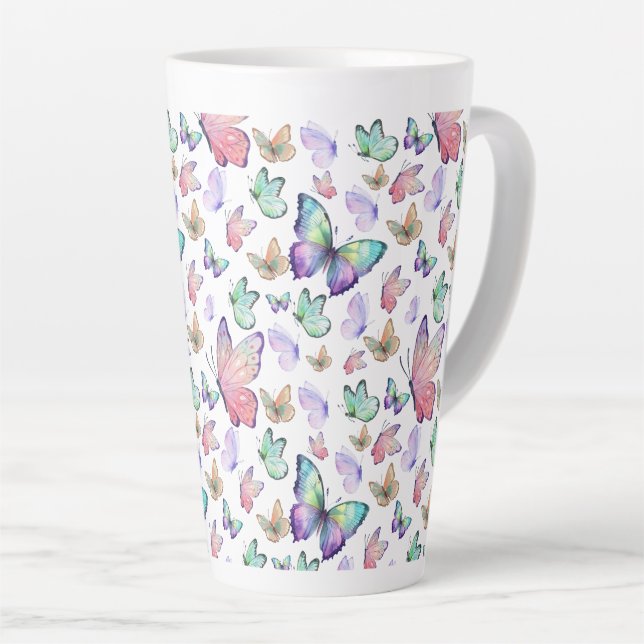 Tasse Latte Bouteilles d'aquarelle Motif sans couture (Angle droit)