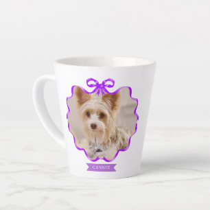 Tasse Latte Bow Ruban Pet Mémoire Photo Violet
