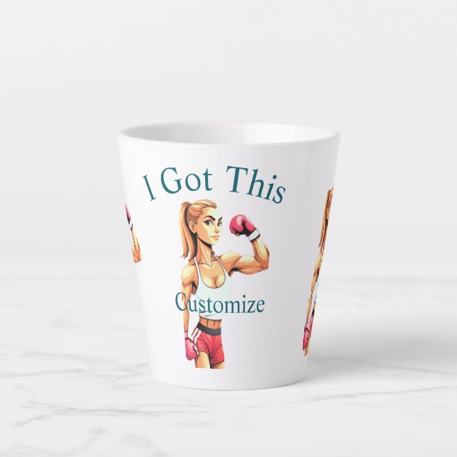 Tasse Latte Boxeuse féminine en forme Thunder_Cove (Devant)