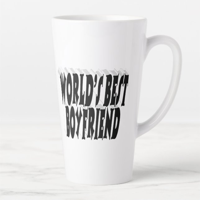 Tasse Latte Boyfriend texte 3d noir (Droite)