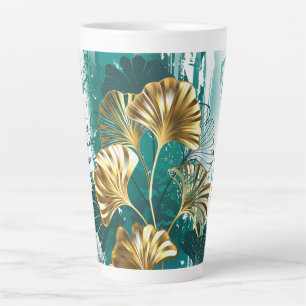 Tasse Latte Branche avec Feuilles d'or Ginko Biloba