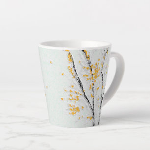 Tasse Latte Branches de l'arbre d'automne avec feuilles de aut