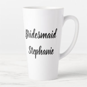 Tasse Latte Bridesmaid Black Élégant Script Mariage élégant