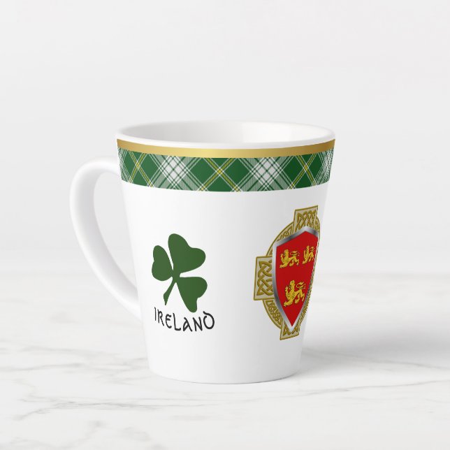 Tasse Latte Brien Irish Shield & Tartan Personnalisé (Angle gauche)