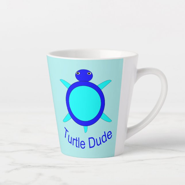 Tasse Latte Bright Blue Turtle Dude (Droite)