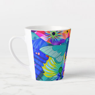 Tasse Latte Brightly Colored Butterfly