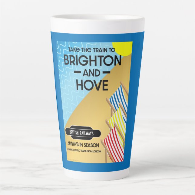 Tasse Latte Brighton Et Hove Train Travel Beach Art Large Co (Devant)