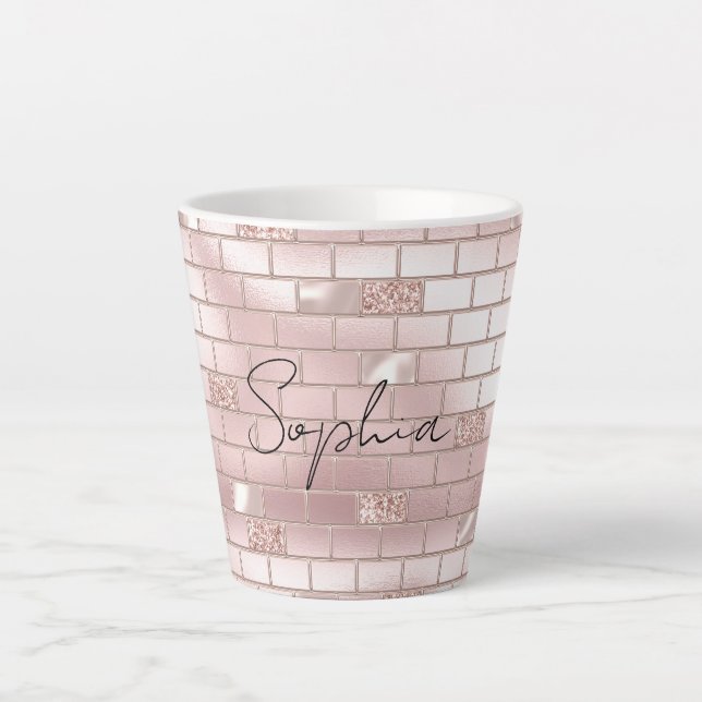 Tasse Latte Briques rose vierge de verre (Devant)