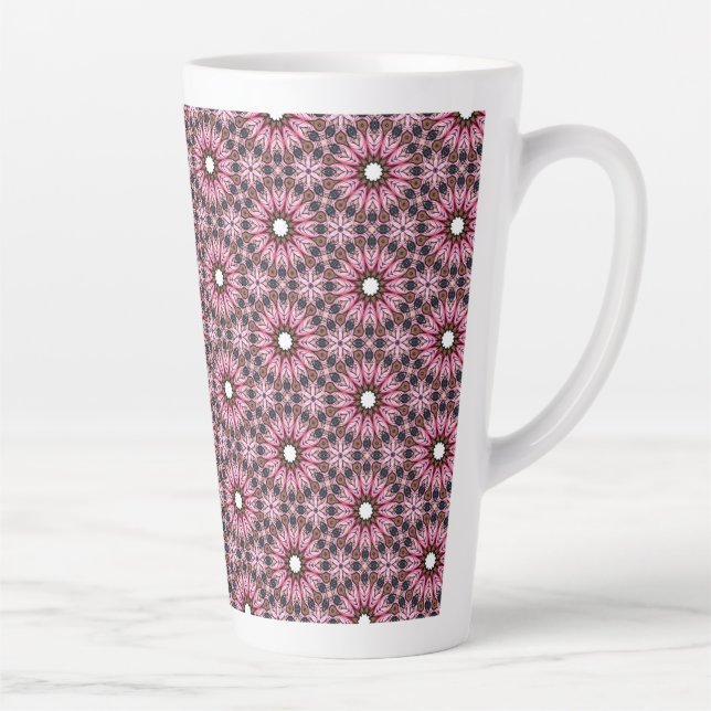 Tasse Latte Broderie Plume Rose Bohème  (Droite)