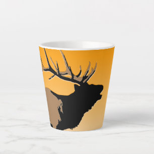 Tasse Latte Brouillonnant Bull Elk au coucher du soleil Art or