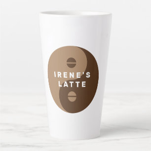 Tasse Latte Brown Yin & Yang logo de la fève de café tlatte pe