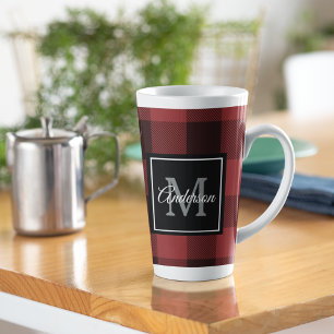 Tasse Latte Buffalo rouge abattu   Initiale personnelle   Cade