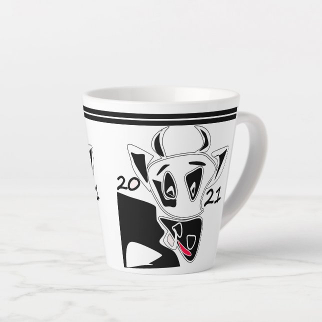 Tasse Latte Bull, année du taureau, 2021, taureau drôle (Angle droit)
