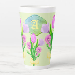 Tasse Latte Bunch of Spring Flowers Custom Monogramme