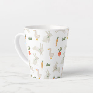 Tasse Latte Bunnies & Canards sur le Motif de ferme