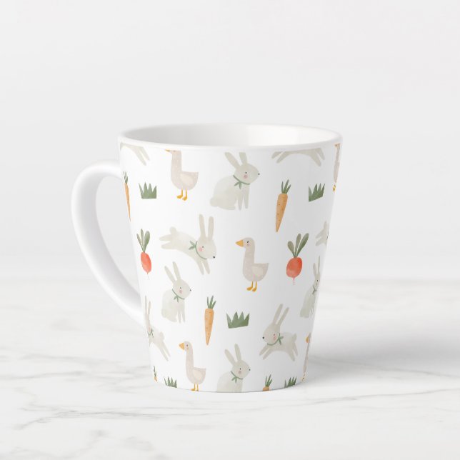 Tasse Latte Bunnies & Canards sur le Motif de ferme (Angle gauche)