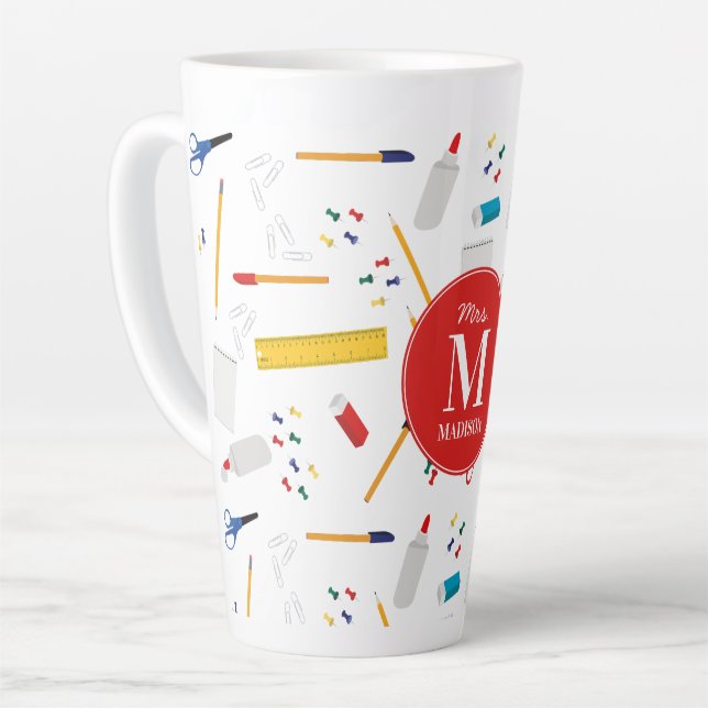 Tasse Latte Bureau scolaire et artisanat Fournitures Motif Mon (Angle gauche)