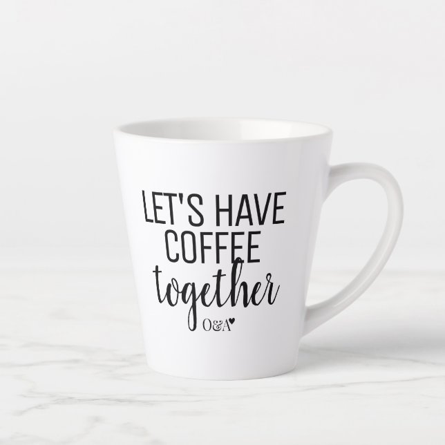 Tasse Latte Buvons un café ensemble | Couple Monogramme Noir (Droite)