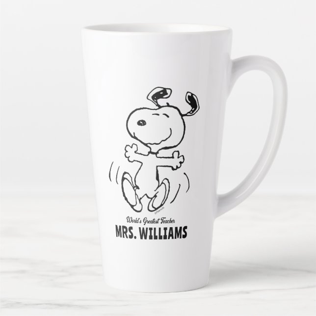 Tasse Latte cacahuètes | Snoopy Grand Enseignant Personnalisé (Droite)