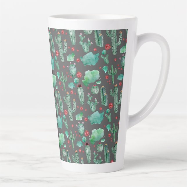 Tasse Latte cactus and ladybutern pattern - black background (Droite)