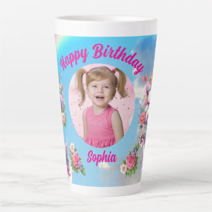 Tasse Latte Cadeau Anniversaire Fille Licorne Fleur Magique Ph