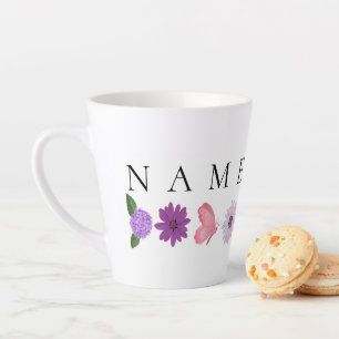 Tasse Latte Cadeau d'anniversaire floral personnalisé avec son