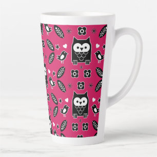 Tasse Latte Cadeau d'art populaire de Chouette scandinave