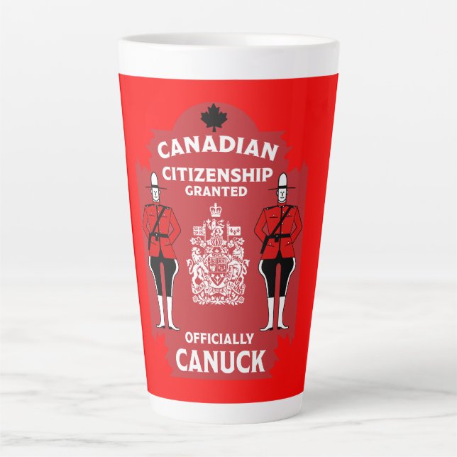 Tasse Latte Cadeau de célébration de la citoyenneté canadienne (Devant)