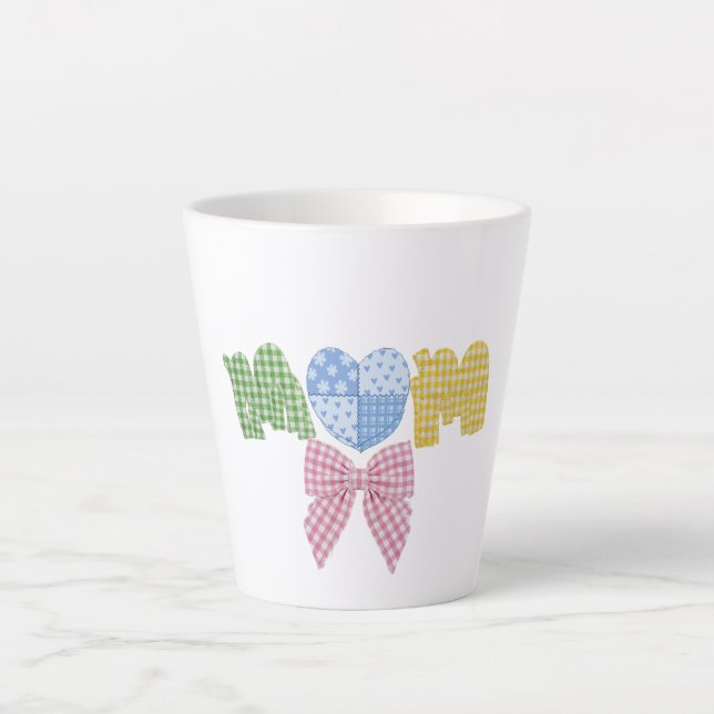 Tasse Latte Cadeau de fête des mères patchwork maman (Devant)