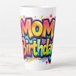 Tasse Latte Cadeau de graffiti arc-en-ciel pour la fête de mam
