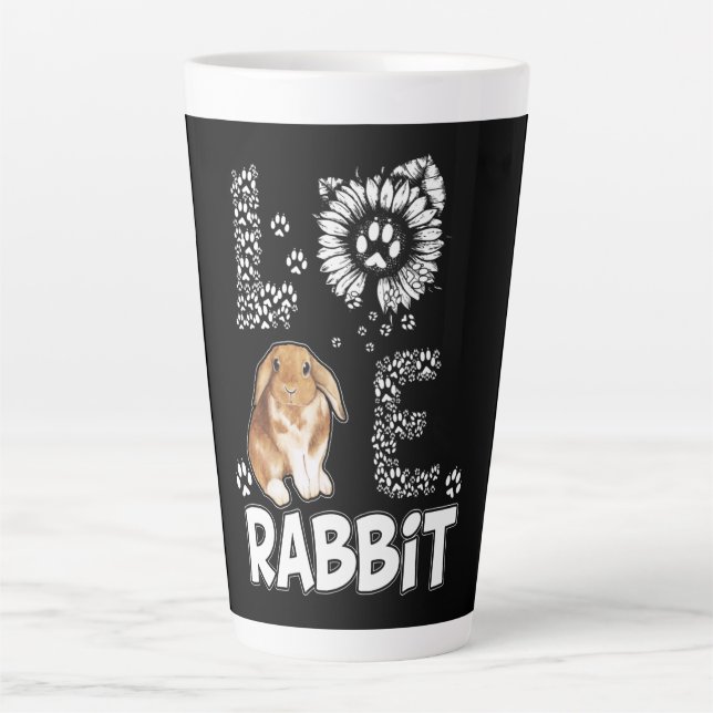 Tasse Latte Cadeau de lapin| Fleur de lapin d'amour (Devant)